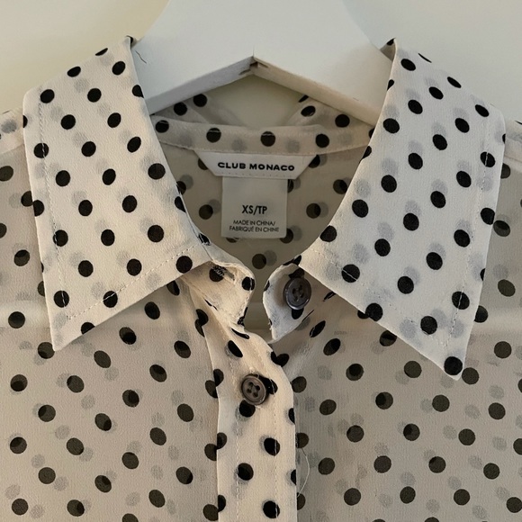 Club Monaco Sheer Silk Polkadot Blouse XS - Picture 2 of 3
